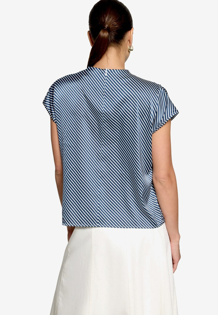 Bluse Kurz 1/2 Arm | color: Blau/Weiß