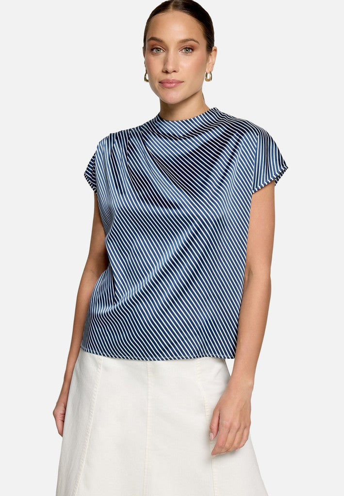 Bluse Kurz 1/2 Arm | color: Blau/Weiß