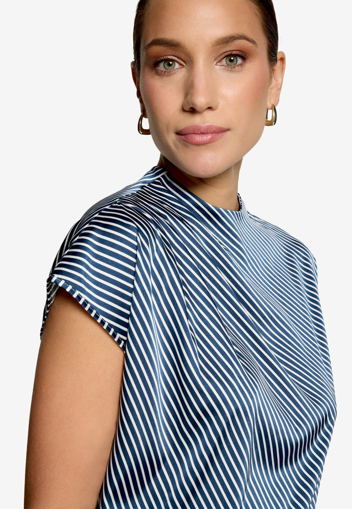 Bluse Kurz 1/2 Arm | color: Blau/Weiß