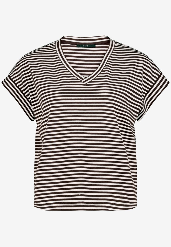 Shirt Kurz 1/2 Arm | color: Weiß/Braun