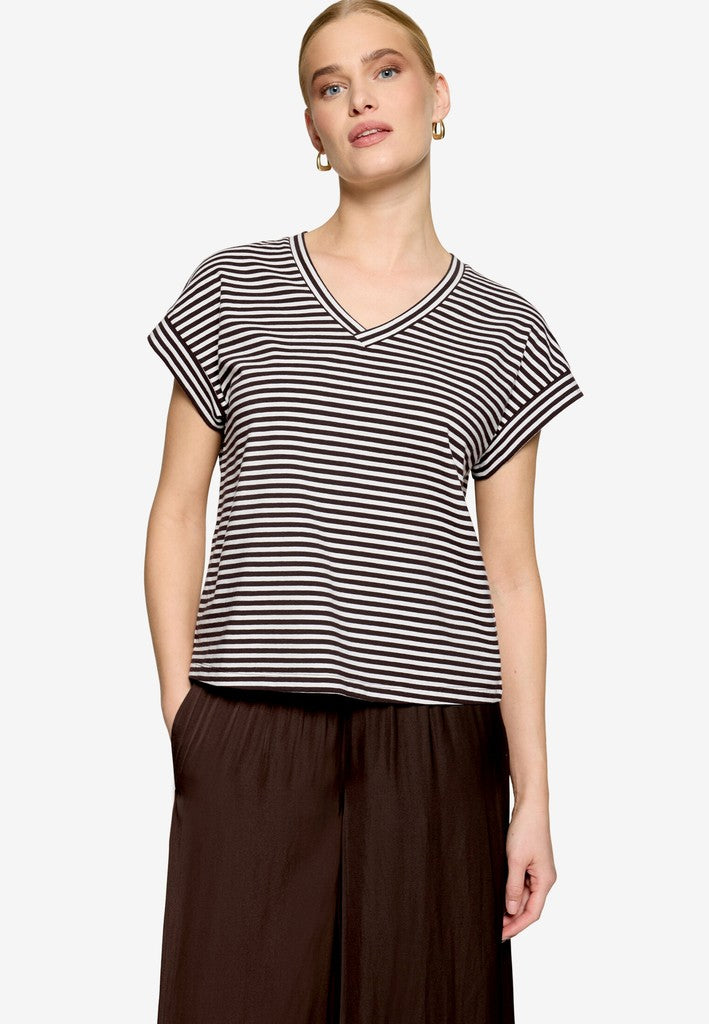 Shirt Kurz 1/2 Arm | color: Weiß/Braun