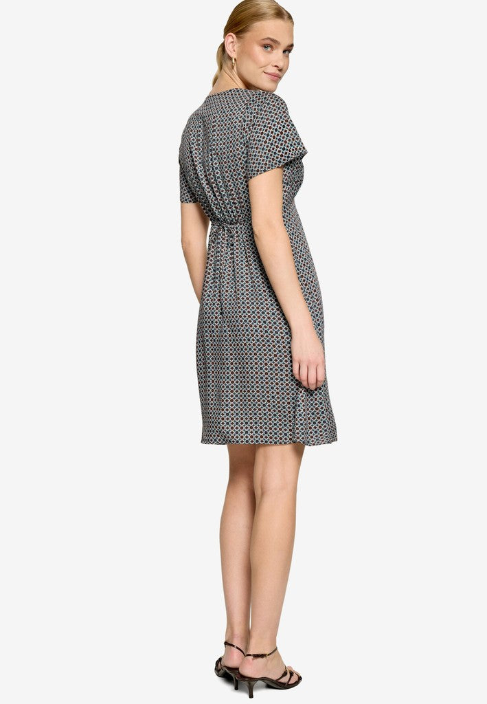 Kleid Kurz 1/2 Arm | color: Blau/Braun/Weiß