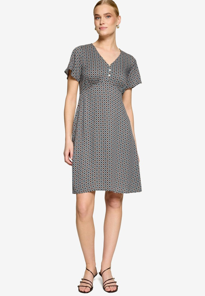 Kleid Kurz 1/2 Arm | color: Blau/Braun/Weiß