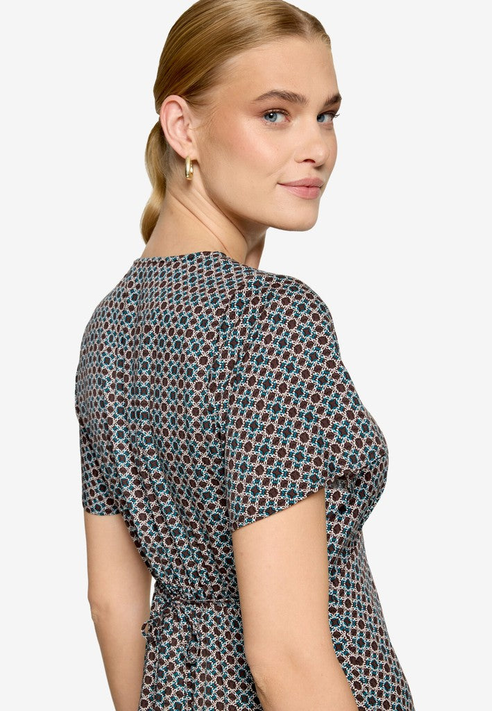 Kleid Kurz 1/2 Arm | color: Blau/Braun/Weiß
