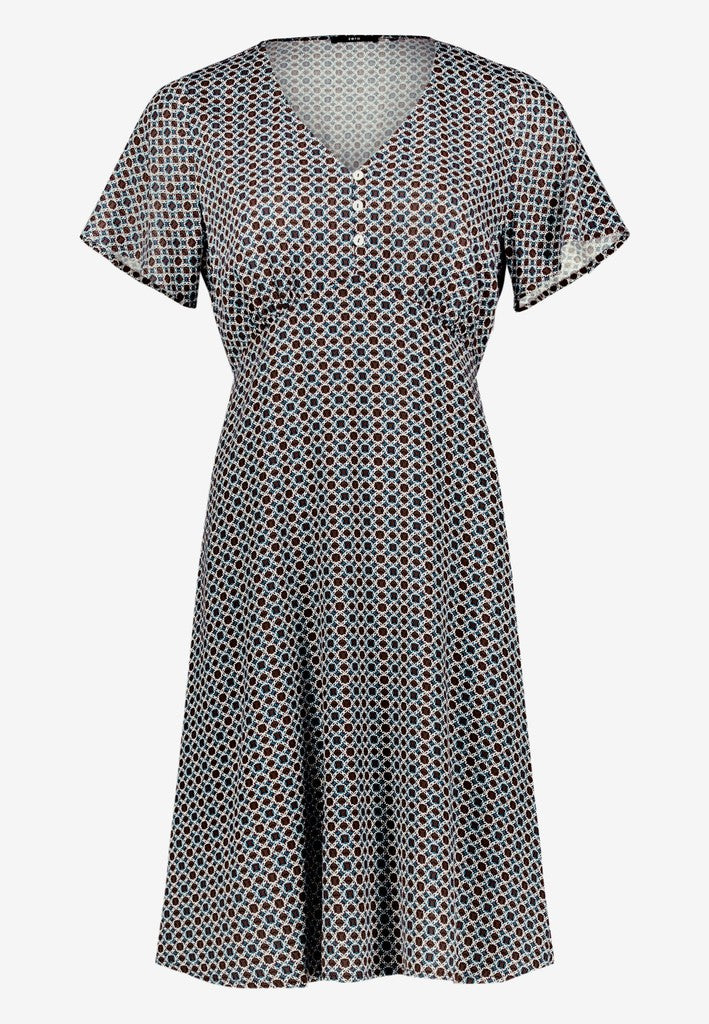 Kleid Kurz 1/2 Arm | color: Blau/Braun/Weiß