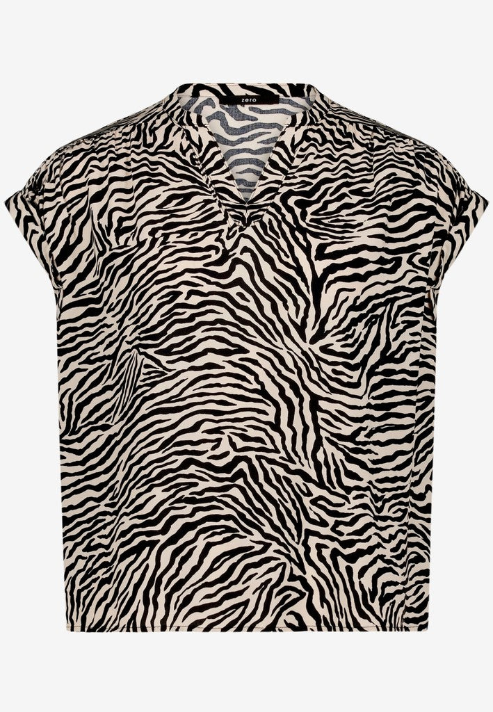 Bluse Kurz 1/2 Arm | color: Schwarz/Beige