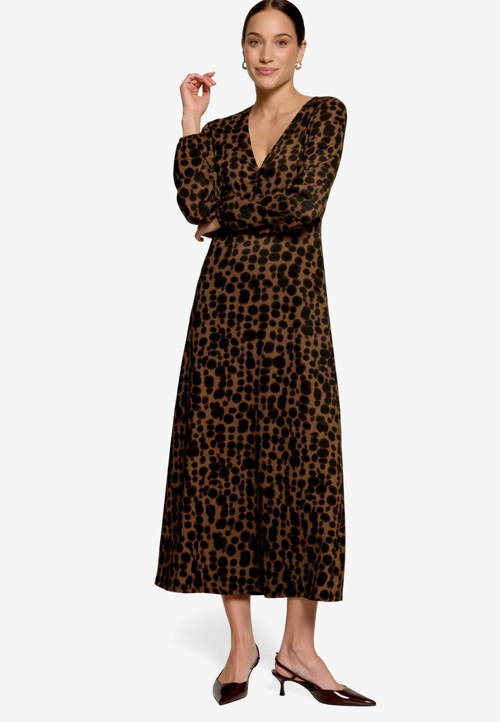 Kleid Lang 1/2 Arm | color: Braun/Schwarz