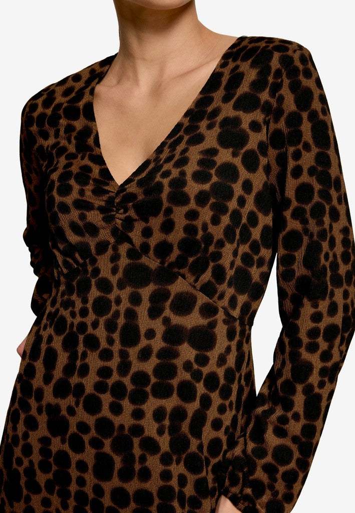 Kleid Lang 1/2 Arm | color: Braun/Schwarz