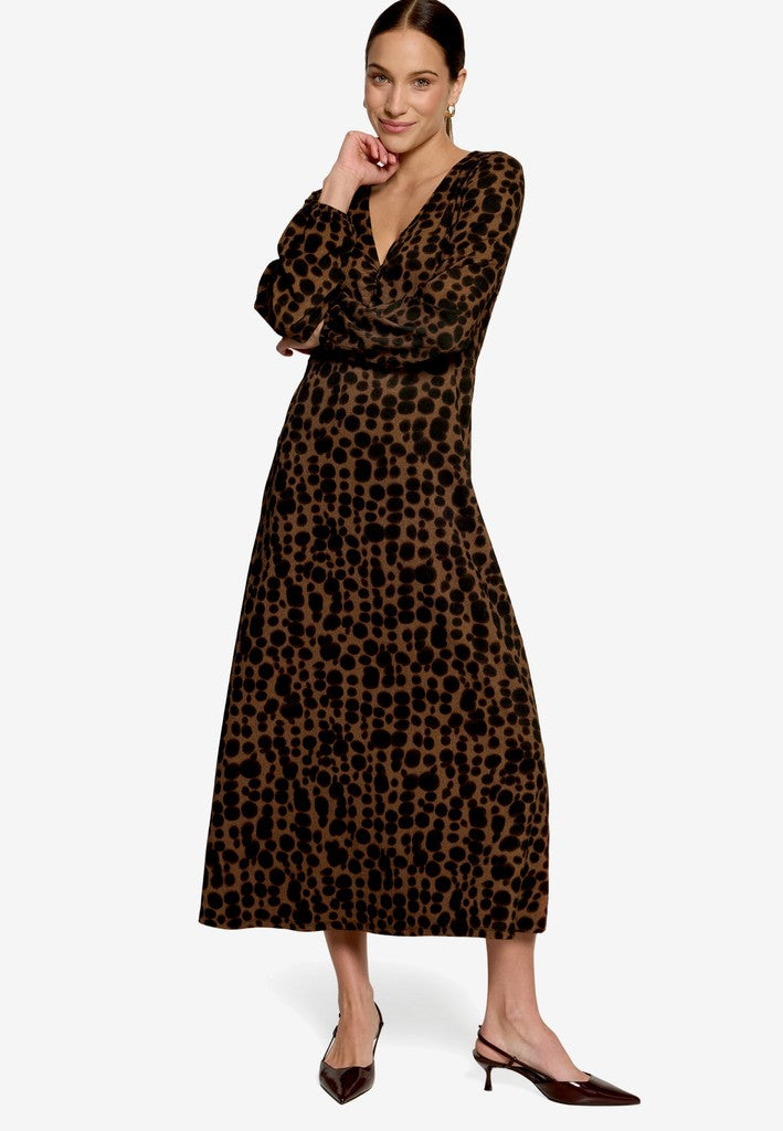 Kleid Lang 1/2 Arm | color: Braun/Schwarz
