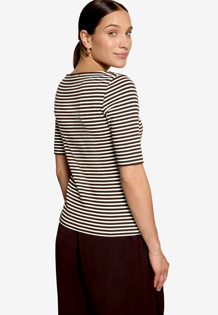 Shirt Kurz 1/2 Arm | color: Weiß/Braun