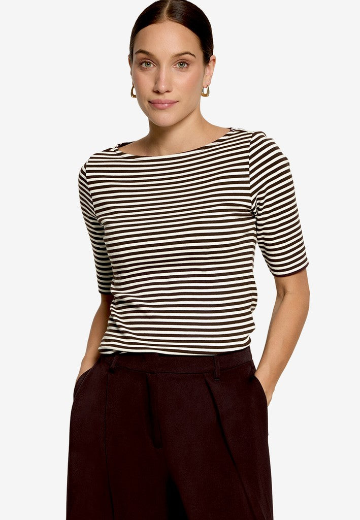 Shirt Kurz 1/2 Arm | color: Weiß/Braun