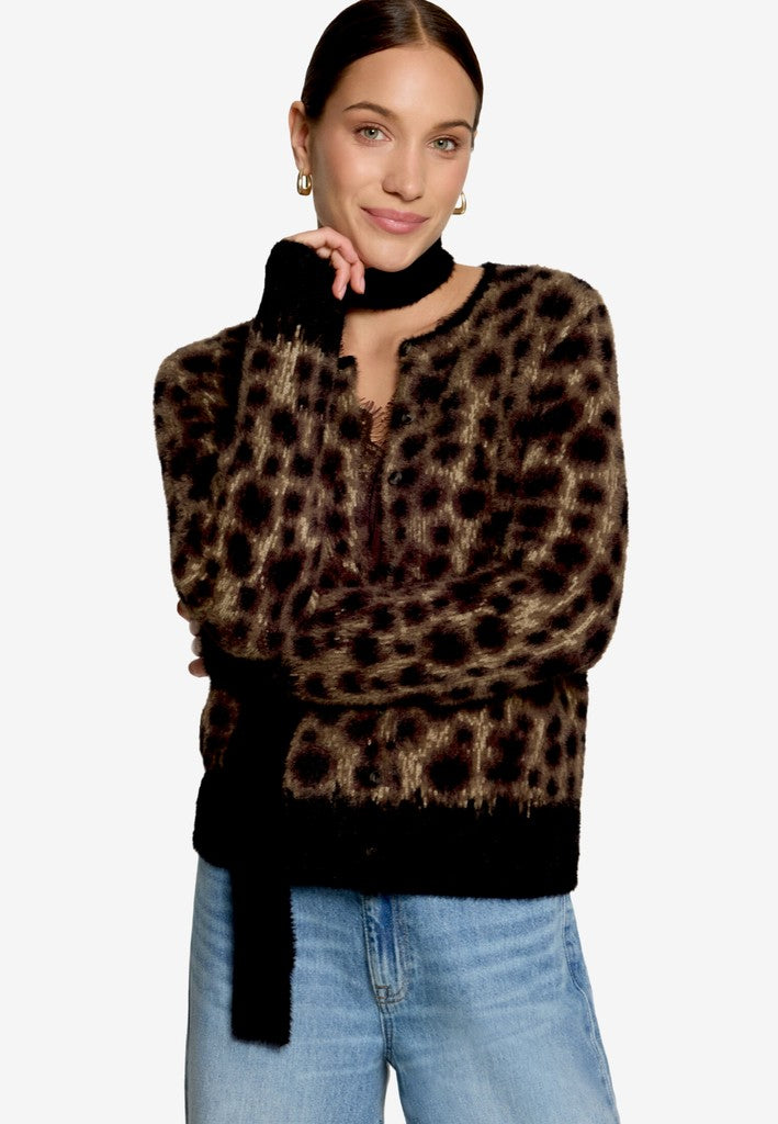 Strickjacke Kurz 1/2 Arm | color: Braun/Schwarz
