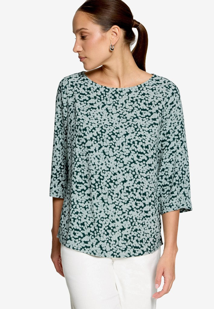 Bluse Kurz 3/4 Arm | color: Blau/Grün