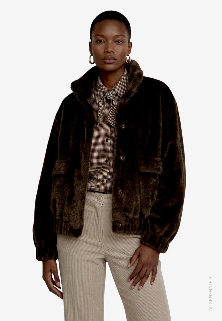 Jacke Plüsch | color: Braun