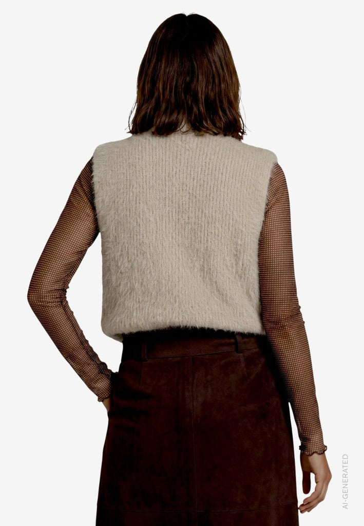 Strickjacke Kurz ohne Arm | color: Beige