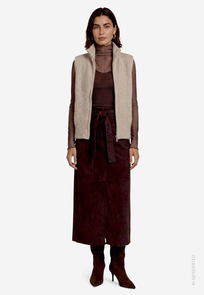 Strickjacke Kurz ohne Arm | color: Beige