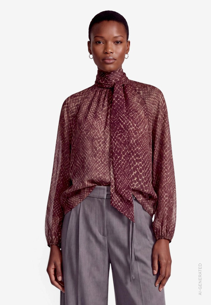 Bluse Lang 1/1 Arm | color: Rot/Beige