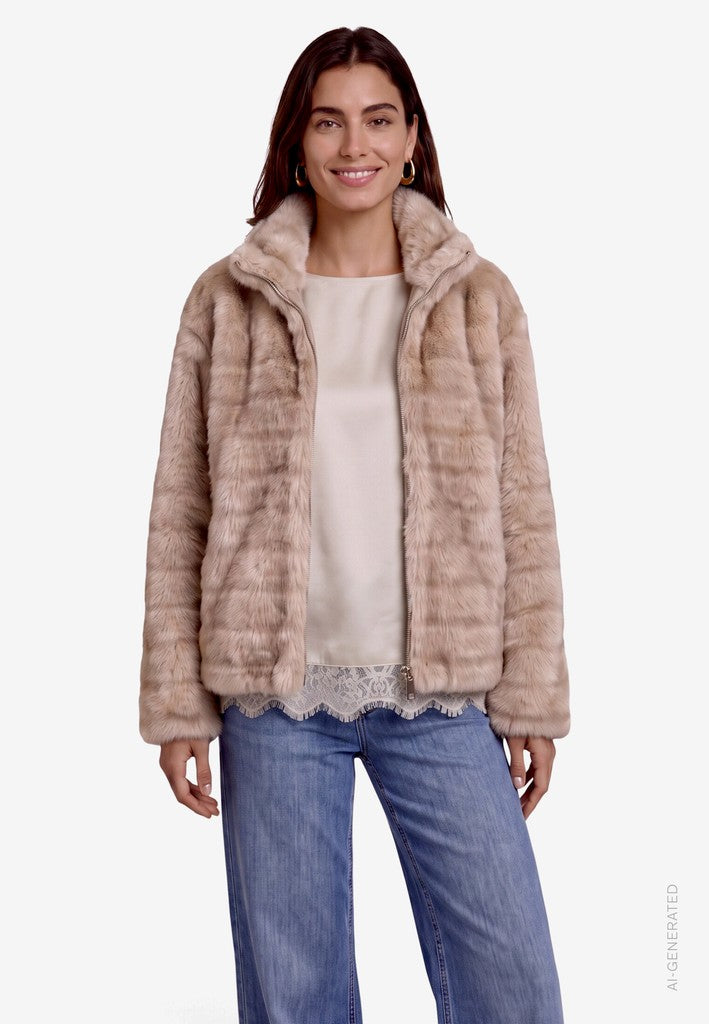 Jacke Plüsch | color: Weiß/Braun