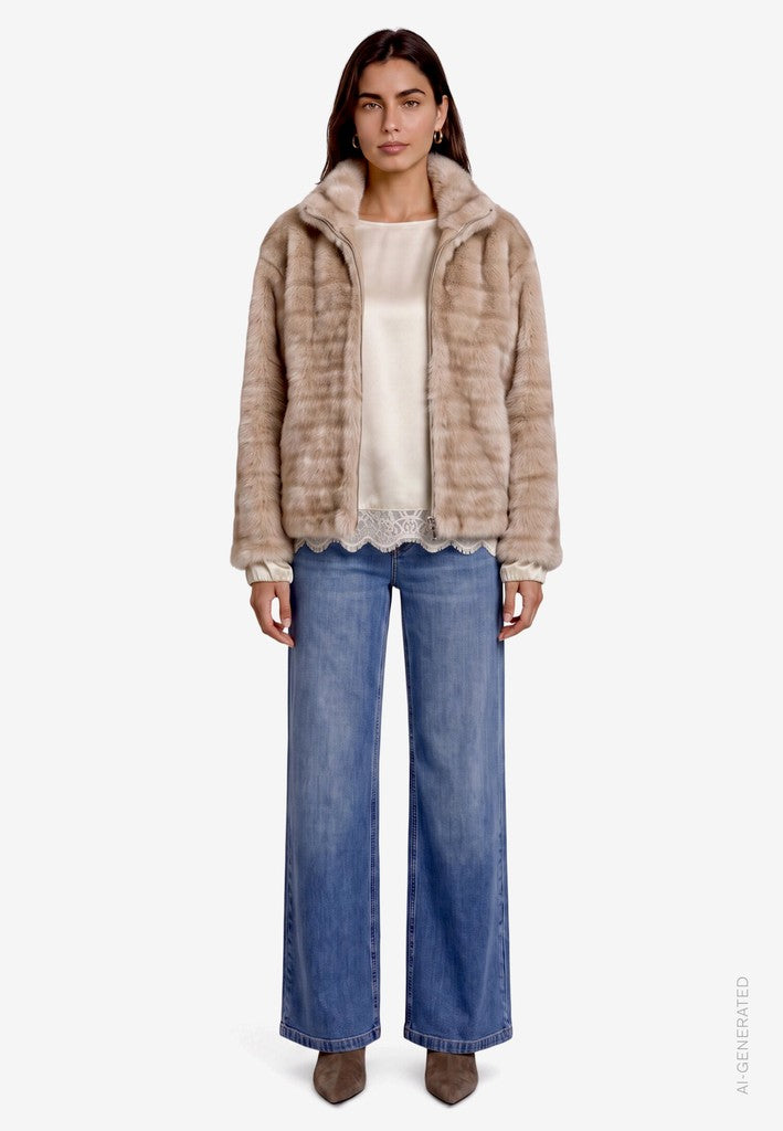 Jacke Plüsch | color: Weiß/Braun