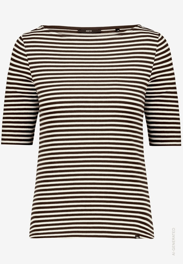 Shirt Kurz 1/2 Arm | color: Weiß/Braun