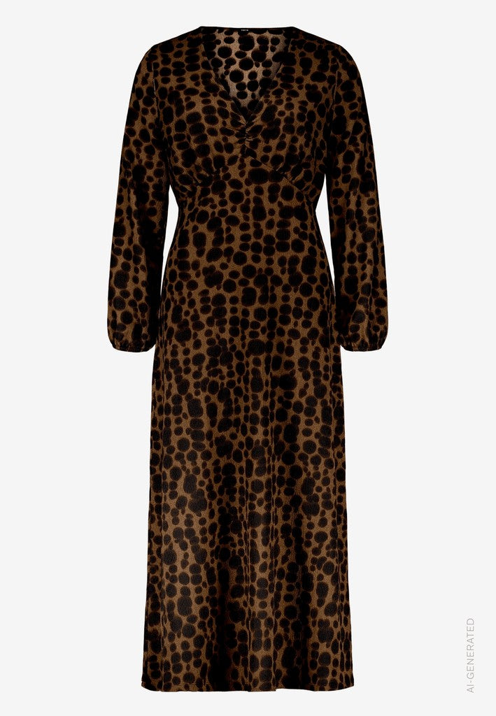 Kleid Lang 1/2 Arm | color: Braun/Schwarz