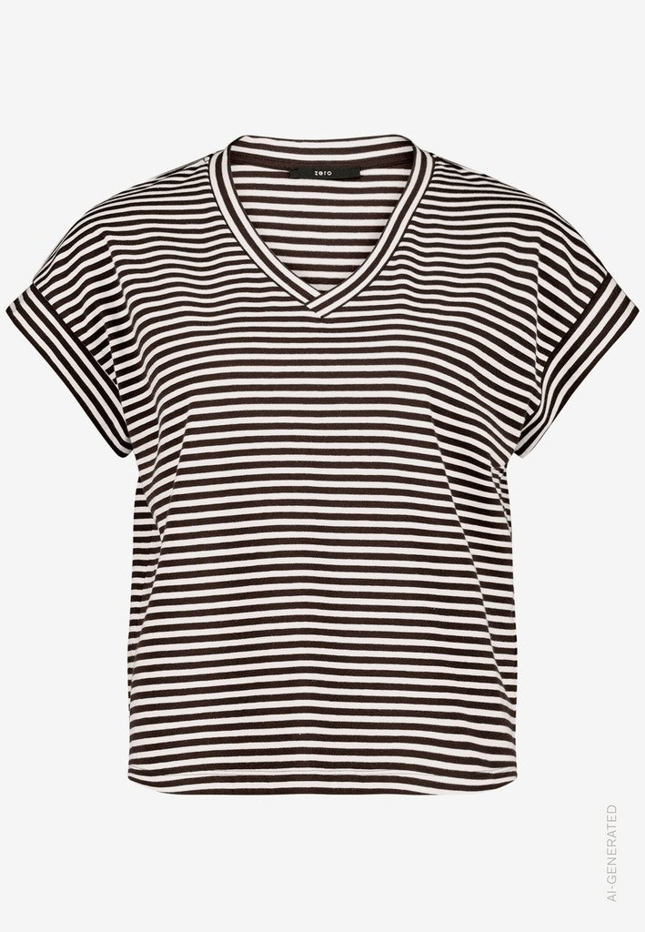 Shirt Kurz 1/2 Arm | color: Weiß/Braun