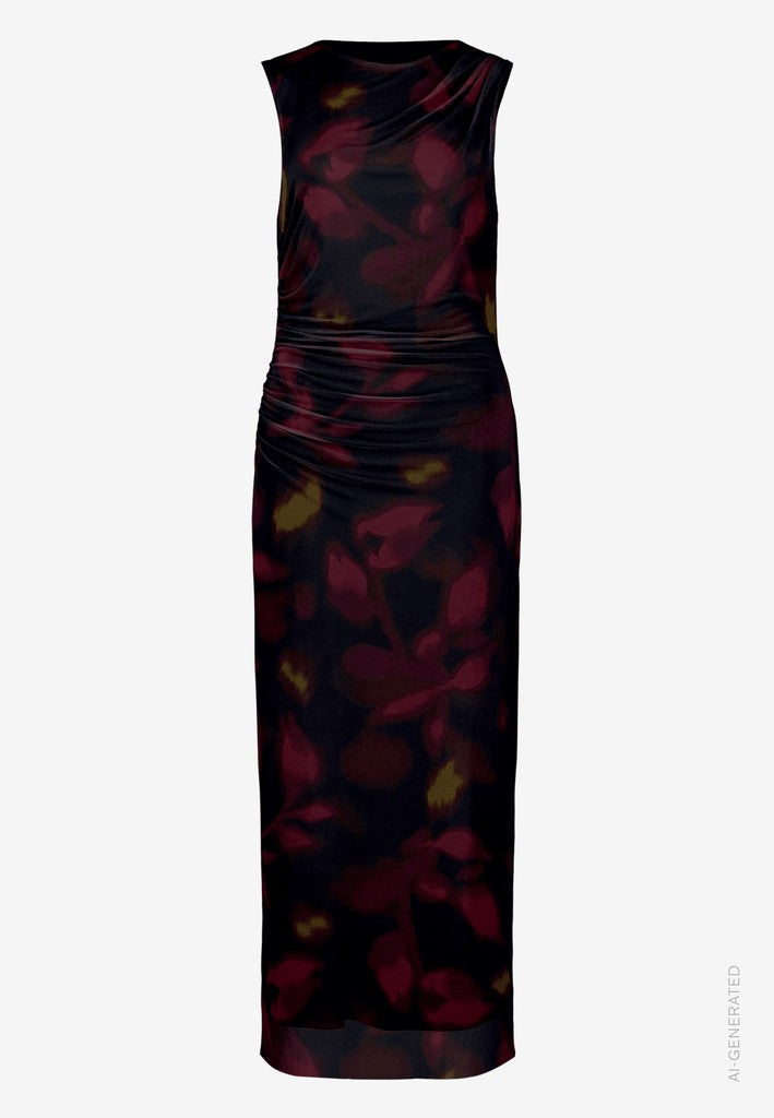 Kleid Lang ohne Arm | color: Schwarz/Violett/Gelb