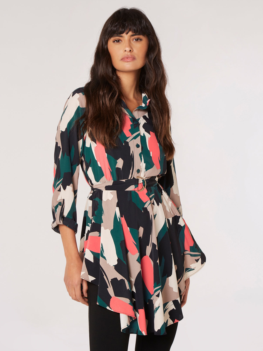 Minikleid mit Pinselstrich und Hanky-Saum 