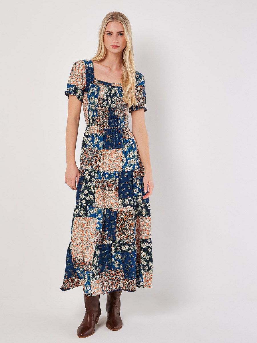 Maxikleid "Vintage Daisy Patchwork Max" | Apricot