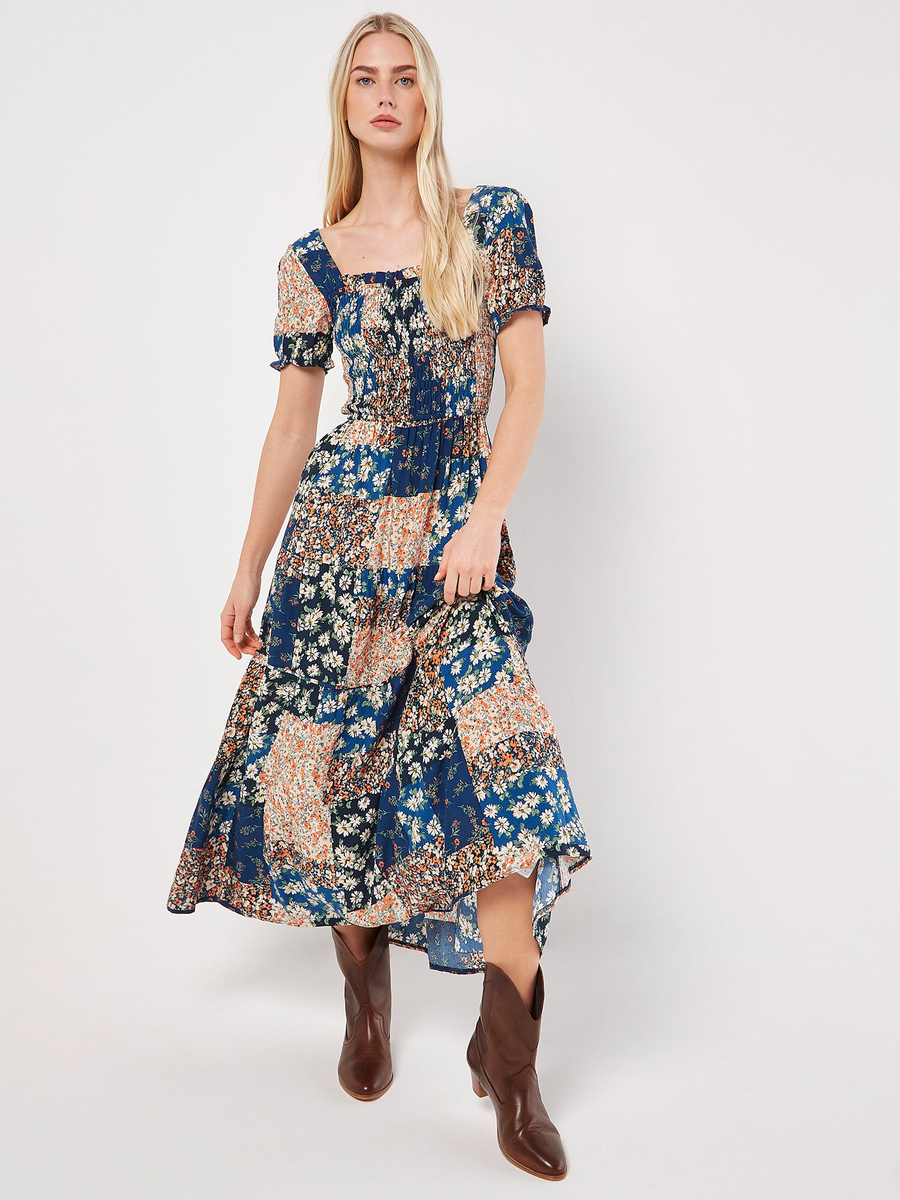 Maxikleid "Vintage Daisy Patchwork Max" | Apricot