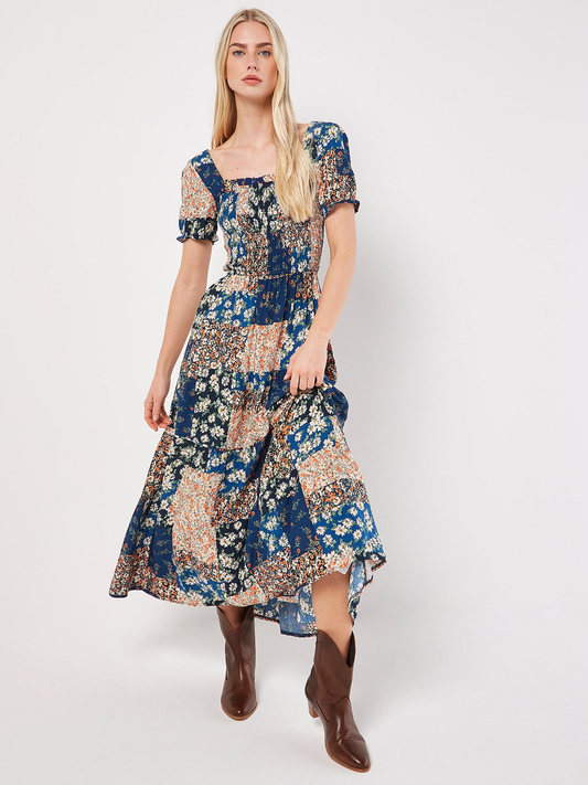 Maxikleid "Vintage Daisy Patchwork Max" | Apricot