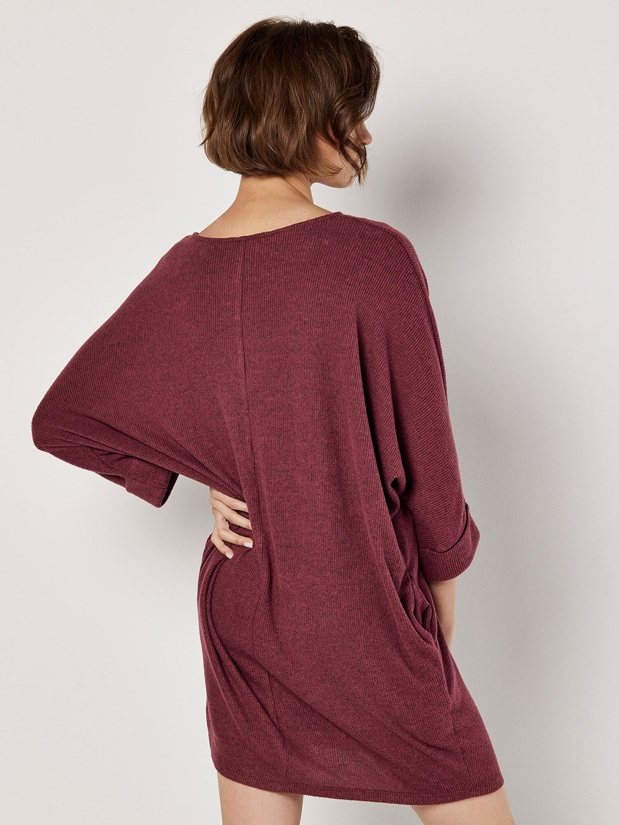 Geripptes Kokon-Minikleid 