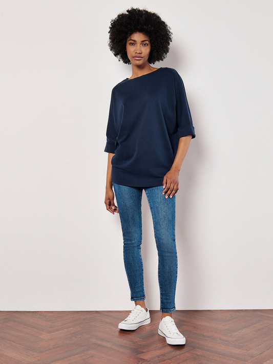 Apricot Turn Up Batwing Top