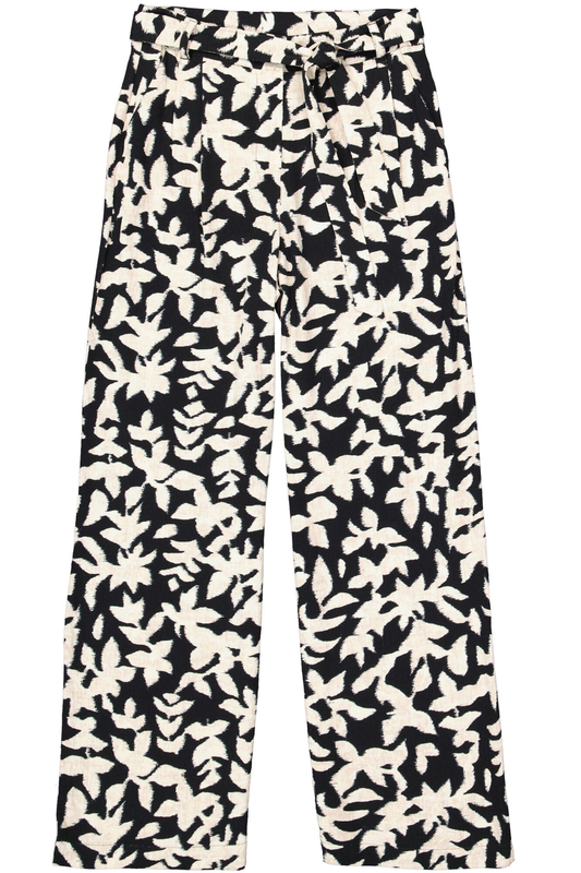 Hose mit Allover-Print und Bindegürtel