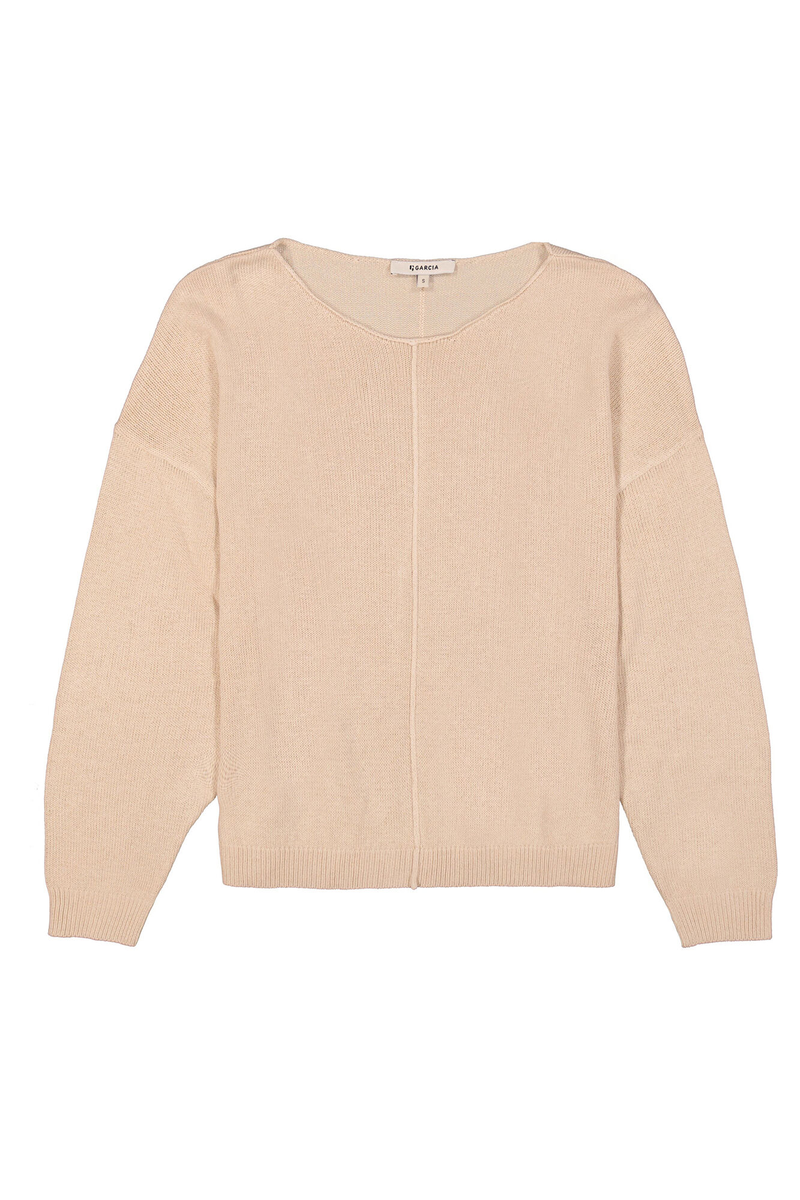 Pullover mit weitem Halsausschnitt.