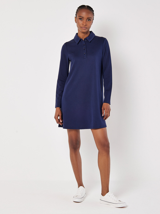 Apricot Polo Collar T-Shirt A Line Dress