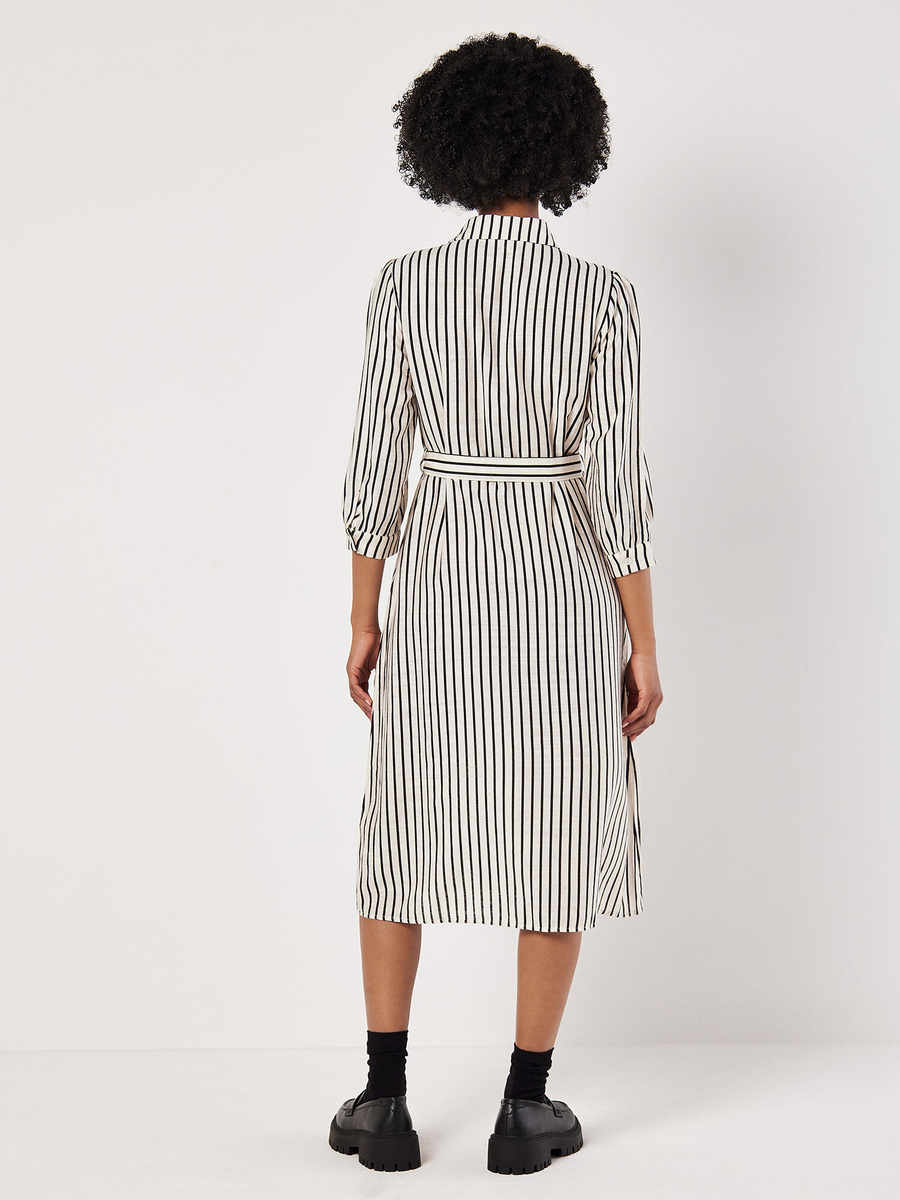 Apricot Stripe Gathered Midi Dress