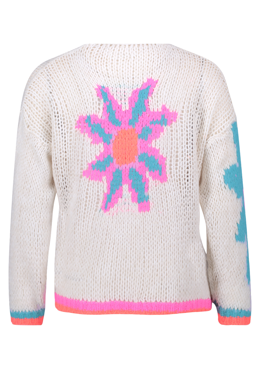 Strick-Cardigan mit floralem Print | Cartoon