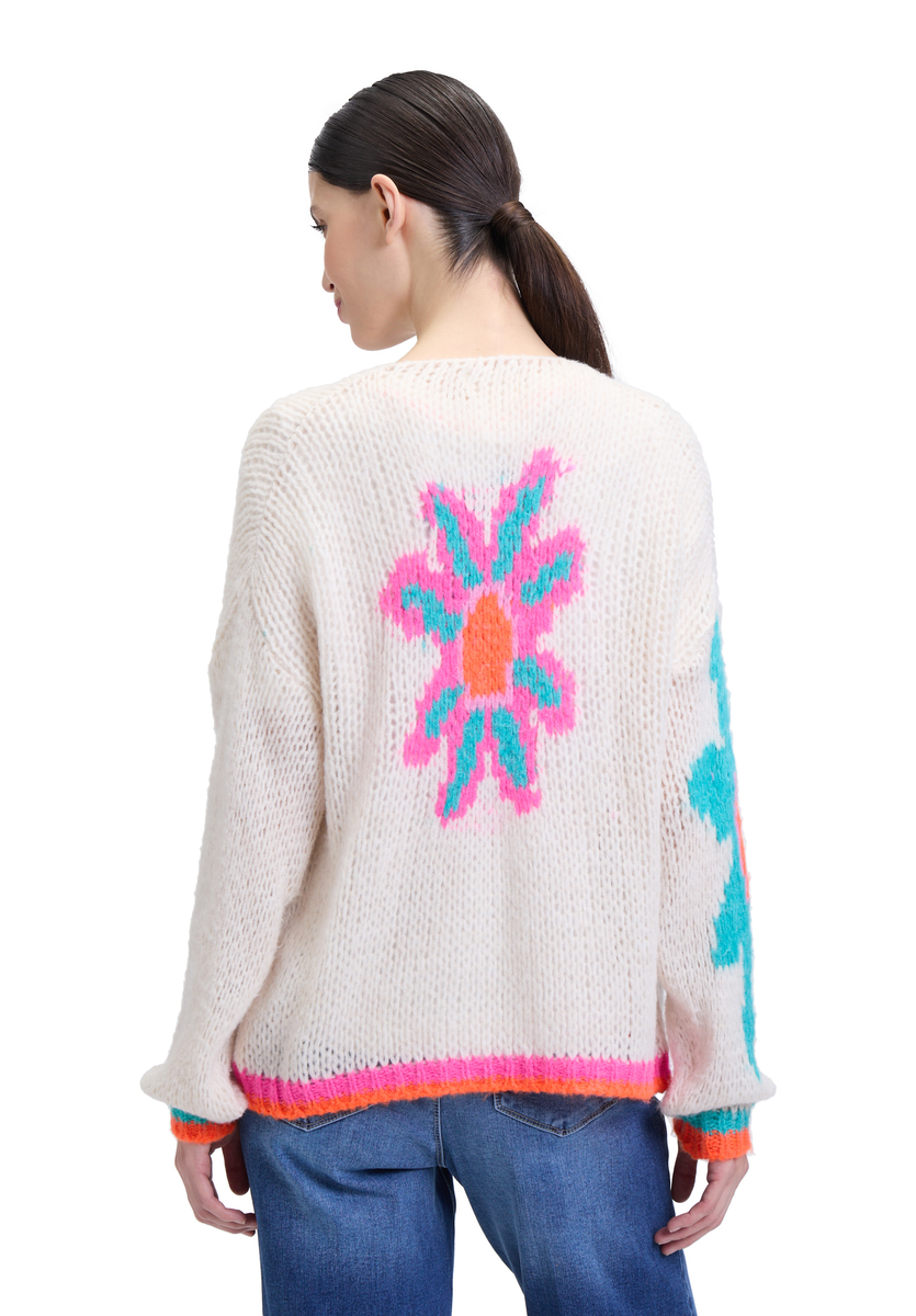 Strick-Cardigan mit floralem Print | Cartoon