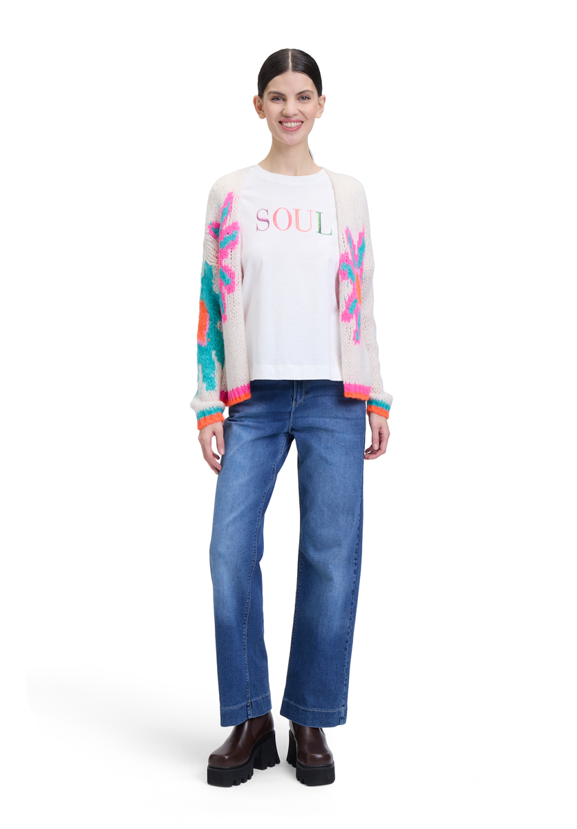 Strick-Cardigan mit floralem Print | Cartoon