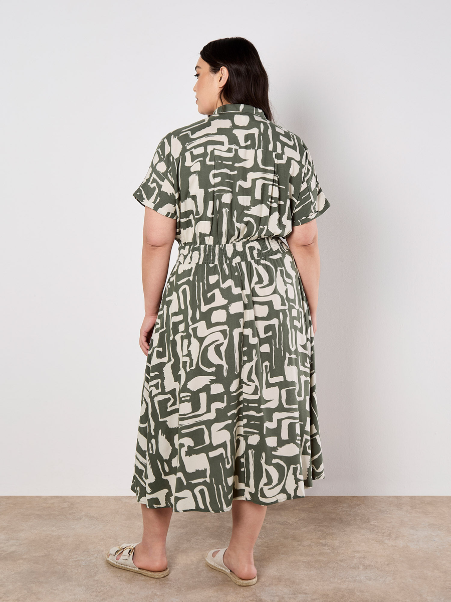 Hemdblusenkleid | Apricot Grecian Geo Shirt Midaxi