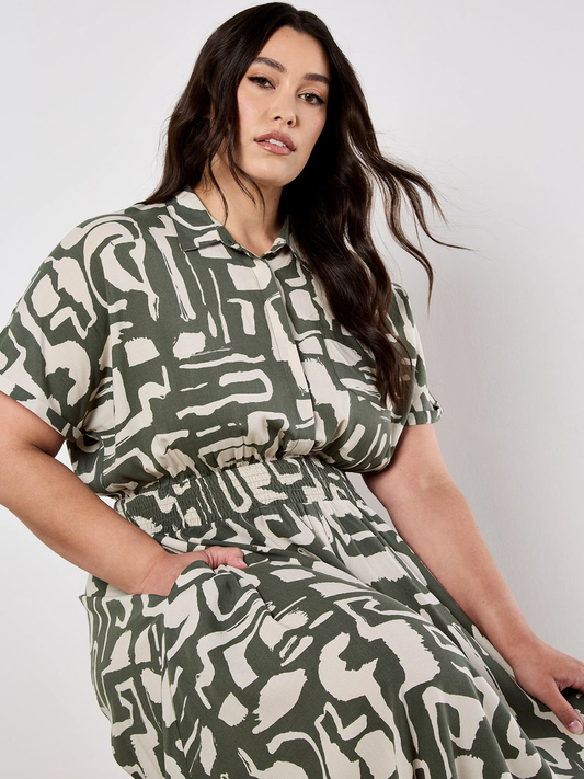 Hemdblusenkleid | Apricot Grecian Geo Shirt Midaxi