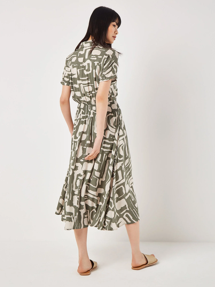Hemdblusenkleid | Apricot Grecian Geo Shirt Midaxi