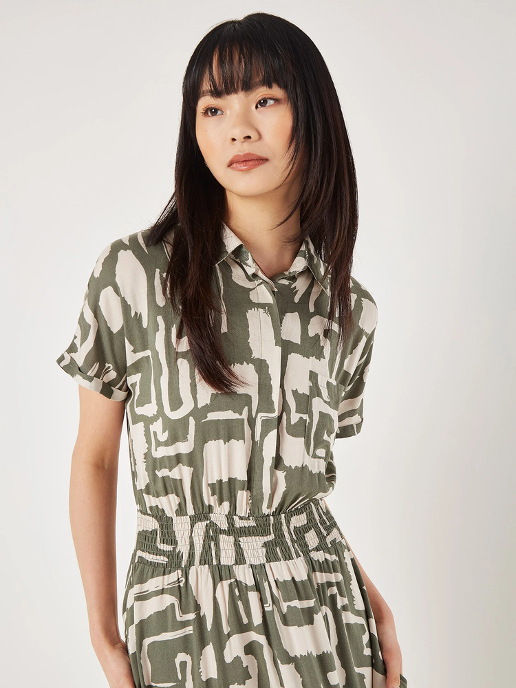Hemdblusenkleid | Apricot Grecian Geo Shirt Midaxi