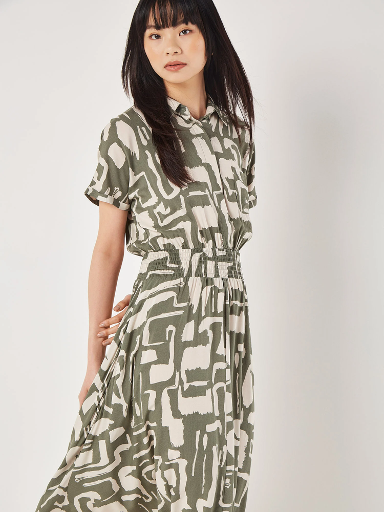Hemdblusenkleid | Apricot Grecian Geo Shirt Midaxi