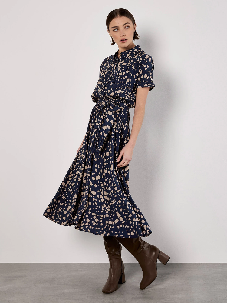 Midikleid | Apricot Scattered Squares