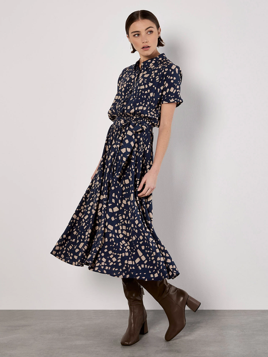 Midikleid | Apricot Scattered Squares