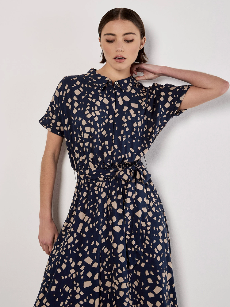 Midikleid | Apricot Scattered Squares