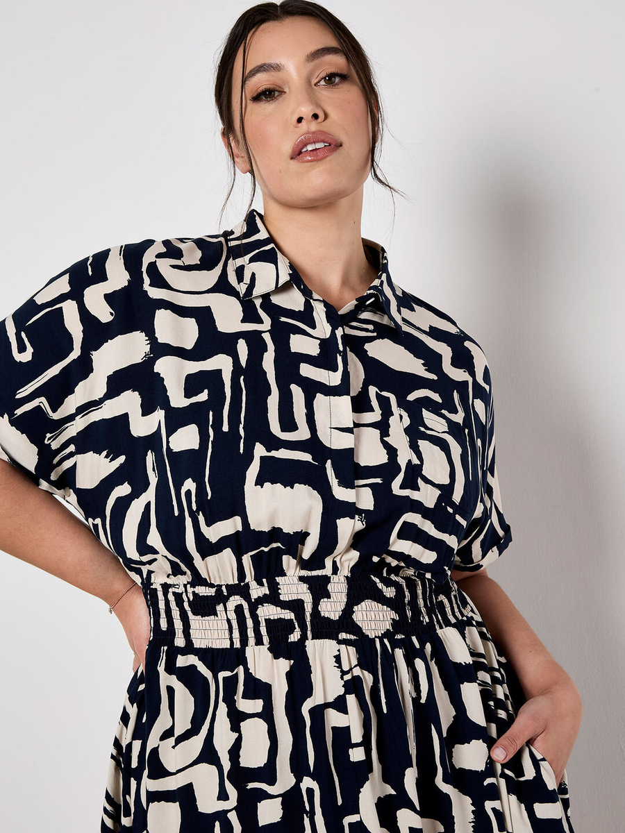 Midikleid | Apricot Grecian Geo Shirt