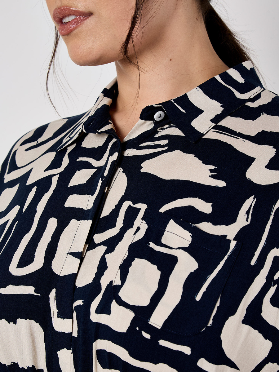 Midikleid | Apricot Grecian Geo Shirt